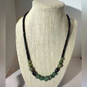 Hematite Magnetic Necklace with Green Aventurine Beads. (D-I)